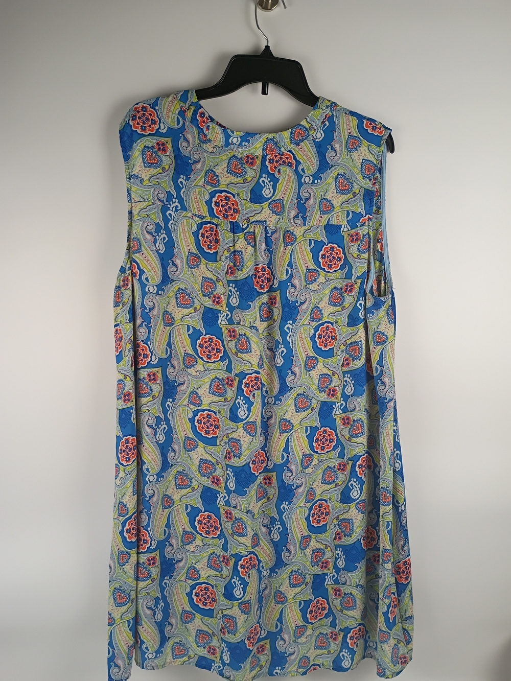 Janette Plus Blue Paisley & Coral Floral Print Dress